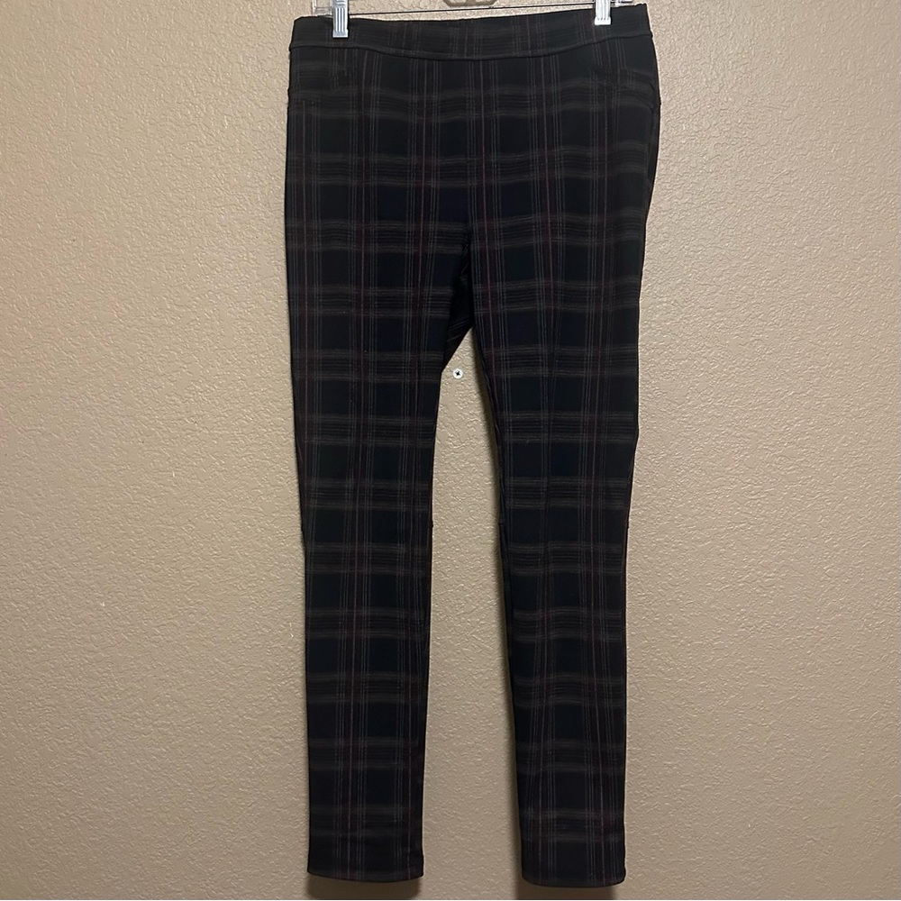 Sanctuary Women's L Large Plaid Stretch Slacks pants